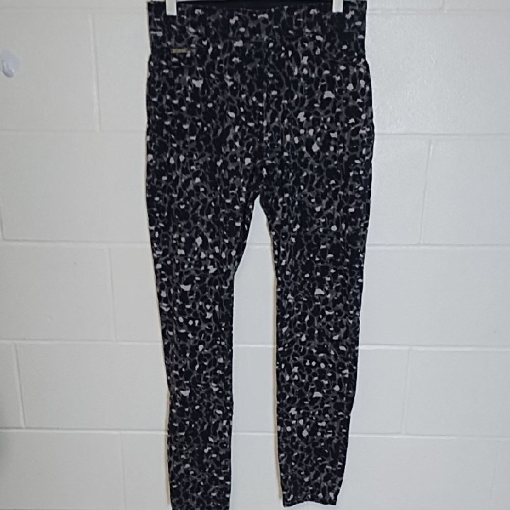 Leopard Grey & Black Soft Skinny Stretch Jeans Elastic Comfort Waist